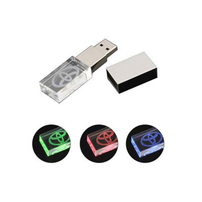 China Metal + Acrylic Crystal Luminous Disc Of OEM Customized Logo U, Luminous Acrylic Automotive Business Gift Company Usb Flash Drives for sale