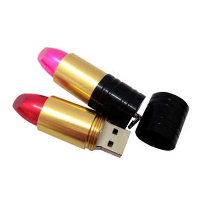 China Custom Metal Cosmetics Enterprises OEM Promotion Gifts Beauty Industry Lipstick Shape Metal USB Flash Drive 16GB for sale