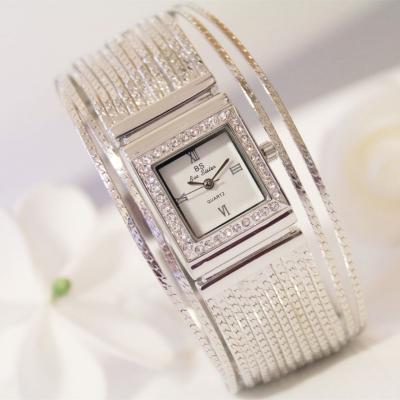 China BS Foreign Trade Women's Female Austrian Rhinestone Quartz Square Chain Watch for sale