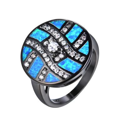 China FASHION Filled Birthstone Ring Jewelry Gifts White/Blue/Rainbow Opal Oval Zircon Rings For Women White Gold for sale