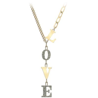 China Hot Selling Casual/Sporty Custom Zinc Logo Love Letter Necklace Alloy Chain Necklace for sale