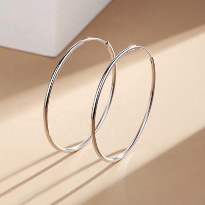 China Factory direct wholesale FASHIONABLE women's simple round silver circle earrings large for sale