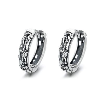 China TRENDY 925 Sterling Silver Thai Style Jewelry Tarnish Resistant Huggie Earrings for sale