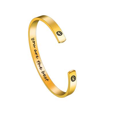 China FASHIONABLE Korean fashion stainless steel c-shaped open bracelet you are the best English alphabet bracelet for sale