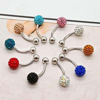 China Punk Stainless Steel Dangle Belly Button Rings For Women Belly Piercing CZ Inlaid for sale