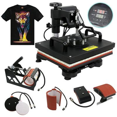 China Heat Transfer Featured 5 Combo in 1 Multifunctional Sublimation Heat Press Machine Digital Heat Press Machine for Mug T-Shirt Hats for sale