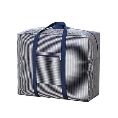 China Oxford Cloth Duffle Organizer Lightweight Blue Striped Waterproof Travel Luggage Carry On Clothes Storage Bag 1GM0072 for sale