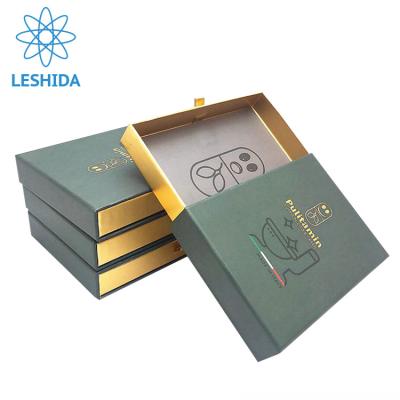 China Gift & High Quality Craft Rigid Black Paper Box Debossed Custom Logo Gift Boxes With Velvet Bag Gold Drawer Luxury Box for sale