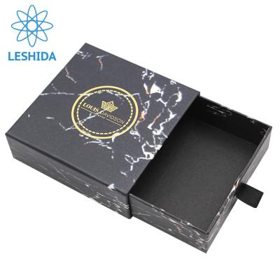 China Gift & Craft Logo Pull Out Drawer Box Custom Color Black Gift Box For Jewelry Gold Logo Jewel Packaging Rigid Box With Ribbon for sale