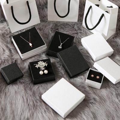 China Recyclable Luxury Black Color Jewelry Paper Jewelry Box Custom Jewelry Gift Box Paper Packaging Boxes With Paper Bag for sale