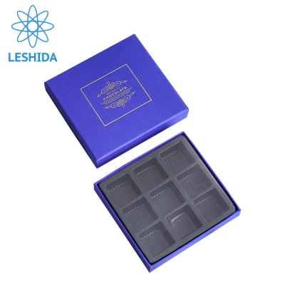 China Recyclable Premium Blue Color Chocolate Box With Sweet Paper Bag Chocolate Paper Boxes Packaging Boxes With Gold Logo for sale