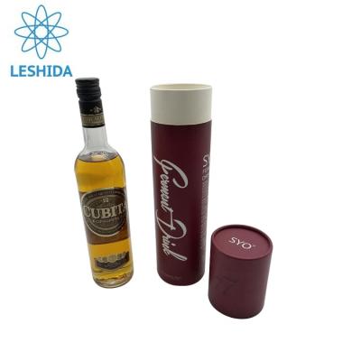 China Recyclable Paper Tube Red Color Low Price Logo Wine Paper Box Glass Bottle Packaging Boxes UV Paper Tube For Wine for sale