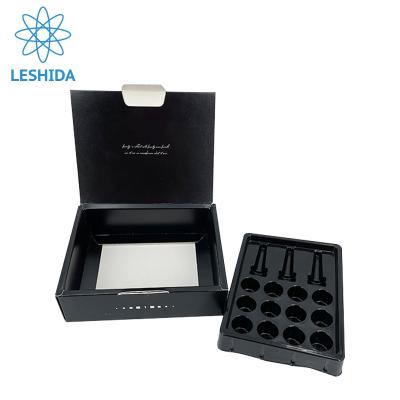 China Guangzhou Manufacturer Supply Custom Printing Recyclable Cosmetic Paper Box Color Gift Packaging Black Cosmetic Box With Plastic Insert for sale