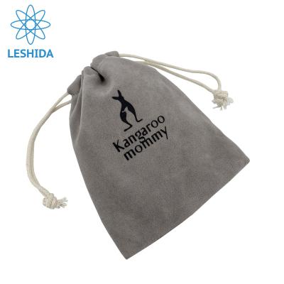 China Wholesale Recyclable Luxury Soft Drawstring Dust Pouch Gray Velvet Gift Bag Jewelry Velvet Packaging Bags With Logo Customized for sale