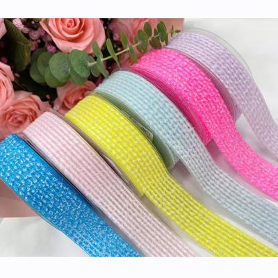 China China Factory Wholesale Luxury Double Face Polyester Gift Silk Satin Color Ribbon Pink Gift Wrapping Ribbon Bow for sale