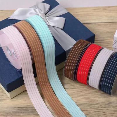 China China Factory Holiday Metallic Gift Cloth Ribbon Wholesale Satin Ribbon Custom Christmas Gift Ribbons for sale