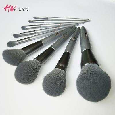 China Hot Sale 9pcs Gray Wooden Makeup Brush Manufacture Soft Woman Cosmetics Brush Makeup Tools Custom Logo for sale