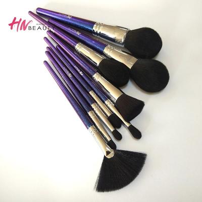 China Angular Blush Hot Sale Glitter Vegan Makeup Brush Set Blue Unique Cosmetic Tools Low MOQ With Case Custom Made for sale