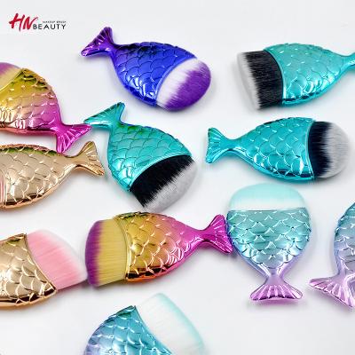 China Simple Fishtail Mermaid Makeup Brush Basic Beautiful Fish Shape Style Durable Makeup Brush for sale