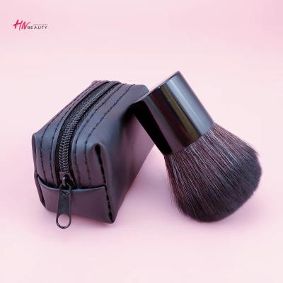 China Angular Blush New Arrival Face Powder Base Blush Natural Plastic Handle Logo Brush Hair Bag Custom Kabuki Brush China for sale