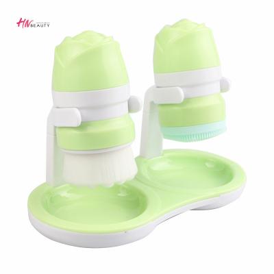 China Angular Blush Facial Cleansing Silicone Double Head Silicone Face Wash Brush Portable Detergent Face Massage Skin Care Tool for sale