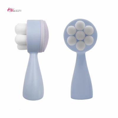 China Angular Blush Manual Double Sided Soft Facial Brush Silicone Soft Hair Instrument Blackhead Cleansing Deep Pore Washing Face Brush for sale