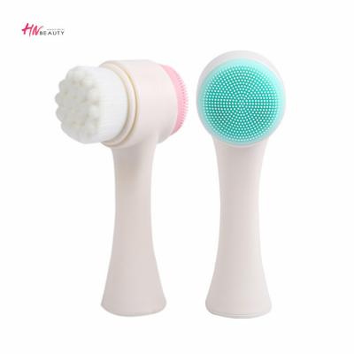 China Angular Blush Private Label Silicone Face Cleanser Double Side Face Wash Sweep Silicone Facial Cleansing Brush for sale