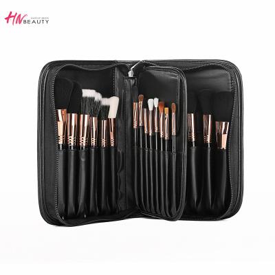 China Sweep Professional Leather Cosmetic Brushes Bag Case Storage Black PU Makeup Brush Organizer Black Packaging Bag With Handle For Travel for sale