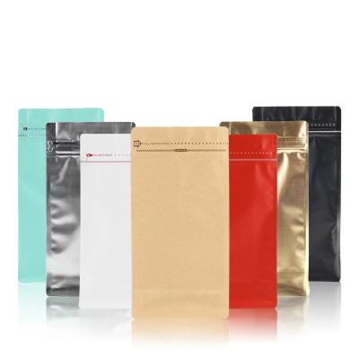 China Re-used Colored Flat Bottom Stand Zipper Coffee Bag , Laminated Flat Bottom Sachet Pouch With Valve for sale