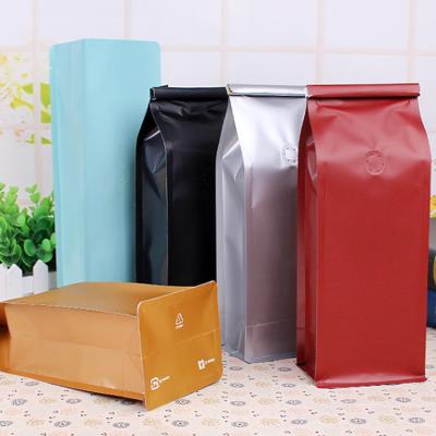 China 105x300x70mm Food One Book Coffee Bean Stand Up Bottom Zipper Valve Block Bag With Seal Strip for sale