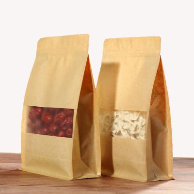 China SZHOYO resealable paper material and industrial use recycled kraft paper bag, flat bottom zipper bag for sale