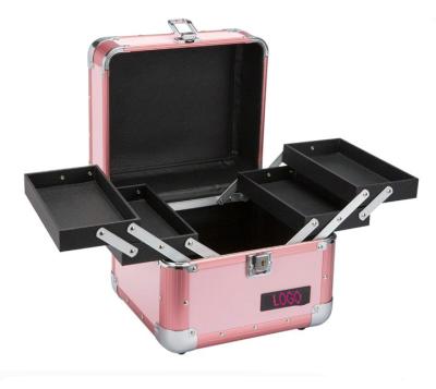 China Fashion Pink Color Foil Beauty Cosmetic Box Vanity Case for sale