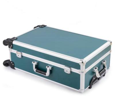 China Aluminum Blue /Green Aluminum Rolling Trolley Suitcase Carry With Egg Foam for sale