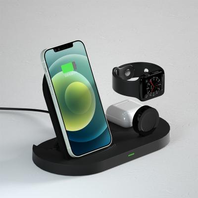 China Mobile phone fast Qi charing for mobile phone/watch.airpods15W fireproof material 3-in-1 charger wireless station for sale