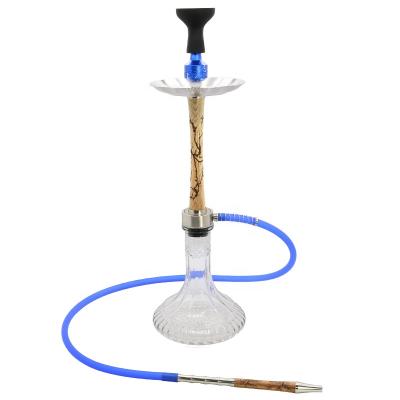 China Aluminum+Wood+Glass New Design Custom Metal Shisha Aluminum Steel Hookah Set Wood Aluminum Shisha Hookah Set for sale