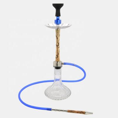 China New Design Aluminum+Wood+Glass RTS Custom Metal Shisha Steel Aluminum Hookah Set Wood Aluminum Shisha Hookah Set for sale