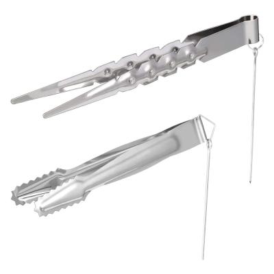 China Shisha Stainless Steel Accessories For 2 Shisha Tongs Charcoal Stainless Steel Metal Tongs Water Pipe Shisha Charcoal Tongs Holder Pack Set for sale