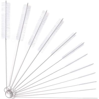 China 304 Stainless Steel+Nylon Custom Nylon Cleaning Brush for Bottle Milk Pipe Test Tubes Cleaning Teapot Spout Drinking Straws for sale