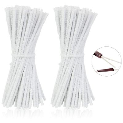 China Cotton+Iron Yarn RTS Pack of 100 Pieces Bending Pipe Cleaner Tobacco Cotton Plush White Chenille Yarn for sale