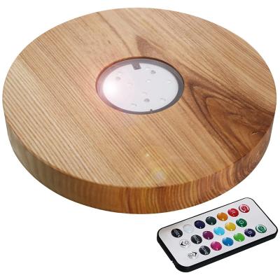 China Premium Eco-friendly Laser Base Design RTS Dish Wooden Shisha LED Coaster Rechargeable Instant Light Diameter 22cm for sale