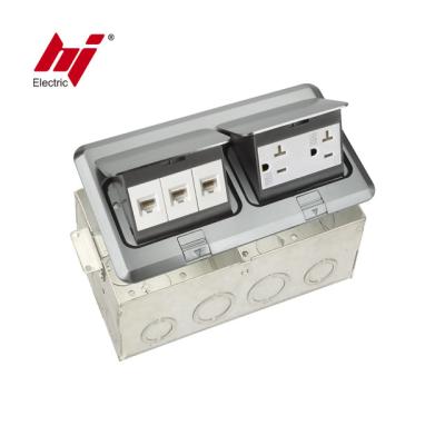 China Easy Installation Duplex Sound Raised Nickel Plated Brass Floor Mount Electrical Boxes for sale