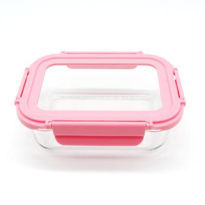 China Microwavable Glass Food Container Set Glass Containers Airtight Glass Food Container With Detachable Lid for sale