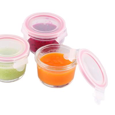 China Set Microwavable Clear Baby Storage Container Glass Baby Food Storage Container Airtight Glass Baby Food Storage for sale