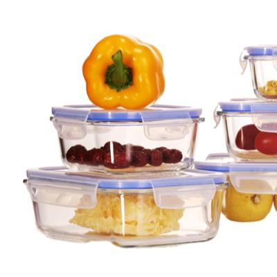 China Can Heat In The Oven Kitchen Storage Container High Borosilicate Glass Food Container Sets for sale