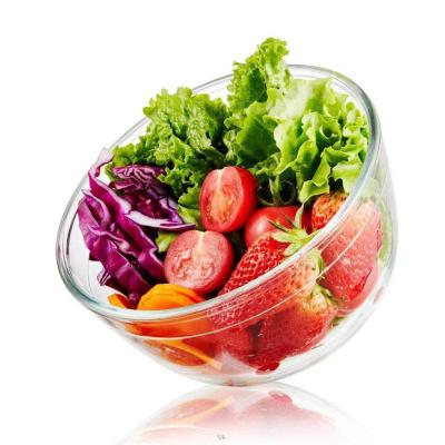 China Large Viable High Borosilicate Glass Salad Bowl Mixing Bowl For Microwave Oven for sale