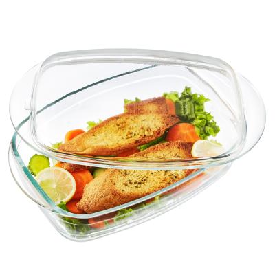 China LINUO Heat Resistant Glass Square Casserole Transparent Glass With Glass Lid for sale