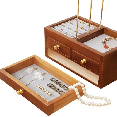 China Hot Selling Modern Design Handcrafted Wholesale Multifunctional Wooden Jewelry Display Box for sale