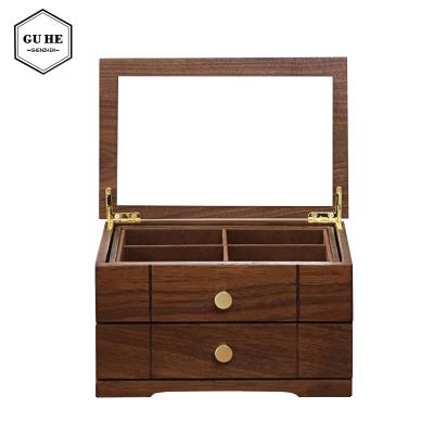 China Factory Product Professional Hand Made Black Walnut Wooden Jewelry Box With High Quality for sale