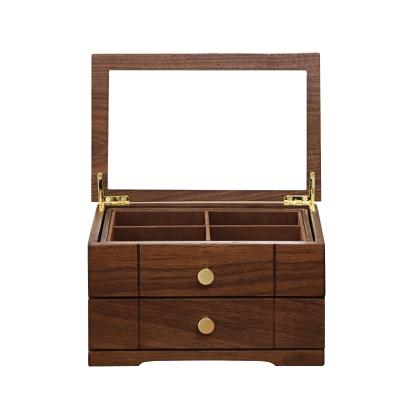 China Small Gold Handcrafted Unique Jewelry Storage Watch Case Wooden Frames Jewelry Gift Box for sale