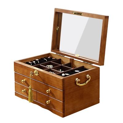 China Luxury Custom Multifunctional Handcrafted Storage Case 2 Tiered Universal Jewelry Box Set for sale